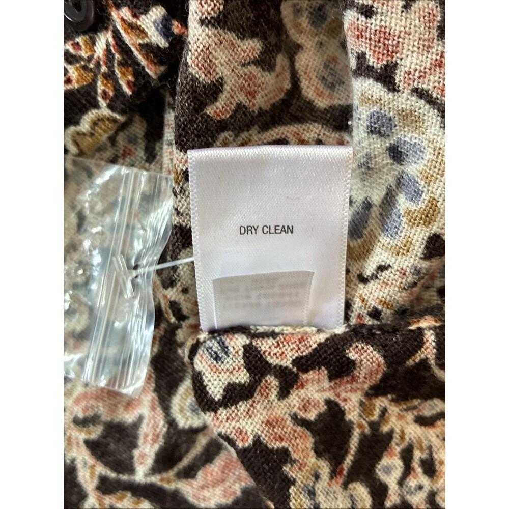 Garnet Hill Merino Wool Cardigan Sweater Small Brown Autumn Floral Luxury Preppy - Picture 11 of 12